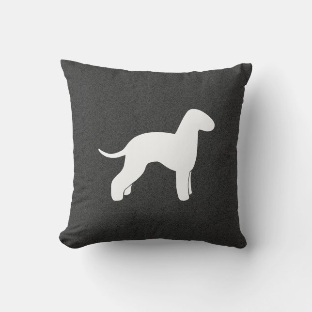 Bedlington Terrier Silhouette Cushion (Front)