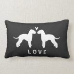 Bedlington Terrier Silhouettes Love Lumbar Cushion<br><div class="desc">Bedlington Terrier Silhouettes with Heart and Personalised Text. Makes a Nice Wedding Gift for Bedlington Lovers.</div>