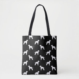 Bedlington Terrier Silhouettes Pattern Grey Tote Bag