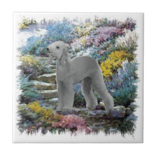 Bedlington Terrier Summer Garden Art Tile