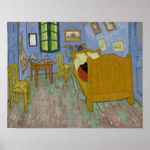 Bedroom in Arles with a black cat - Van Gogh Poster