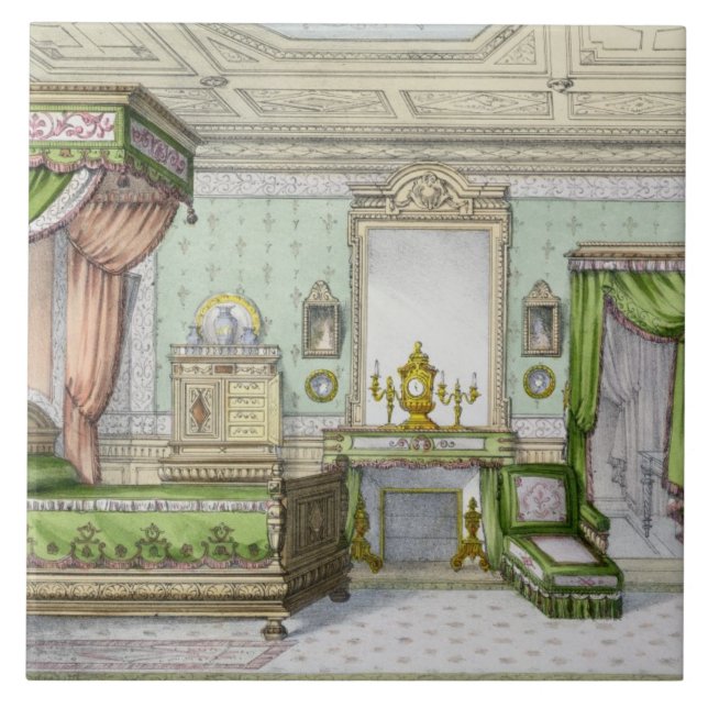Bedroom in the Renaissance style (colour litho) Tile (Front)