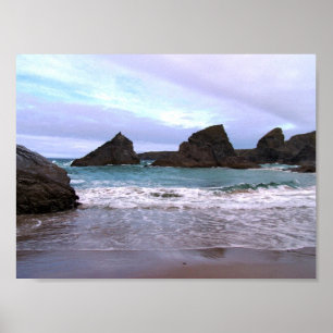 Bedruthan Steps Cornwall Photograph Poster