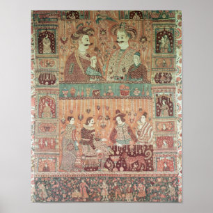 Bedspread depicting native potentates poster