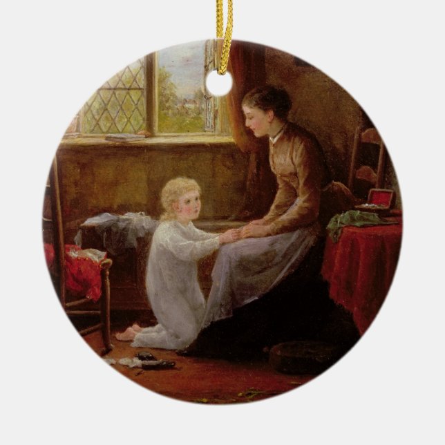 Bedtime, 1890 (oil on panel) ceramic tree decoration (Front)