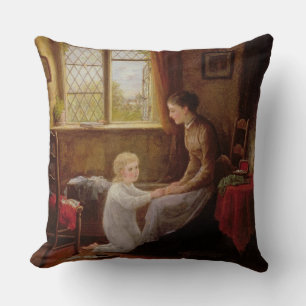 Bedtime, 1890 (oil on panel) cushion