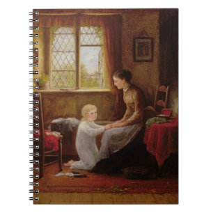 Bedtime, 1890 (oil on panel) spiral notebook
