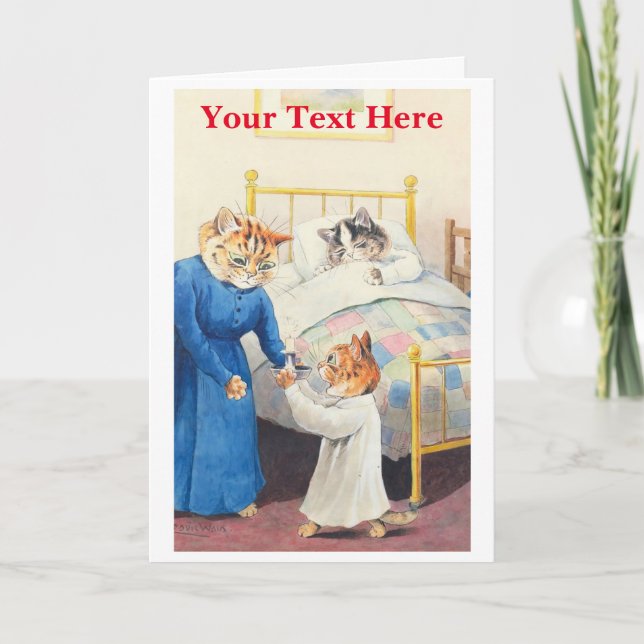 Bedtime - Louis Wain Thank You Card (Front)