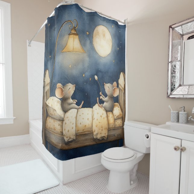Bedtime Mice Shower Curtain (In Situ)