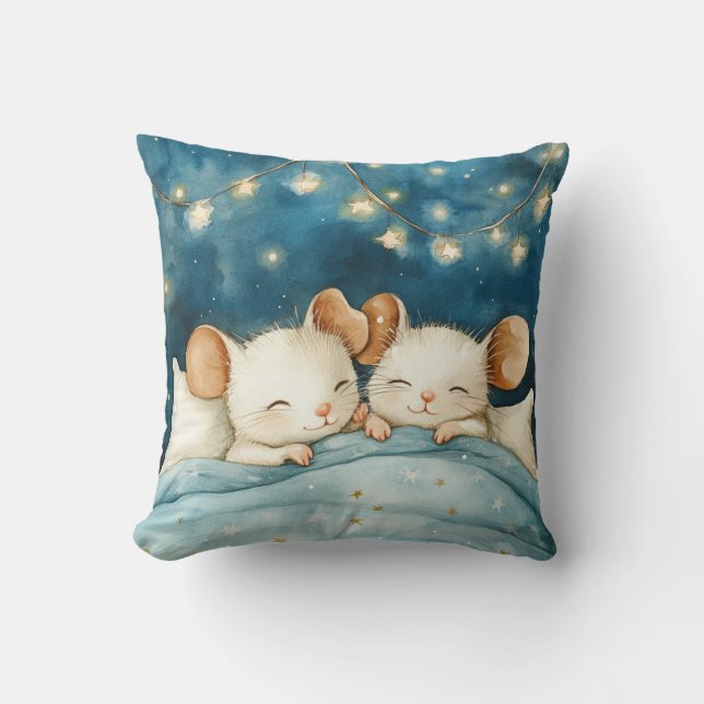 Bedtime Mice Throw Pillow (Front)