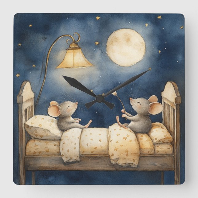 Bedtime Mice Wall Clock (Front)