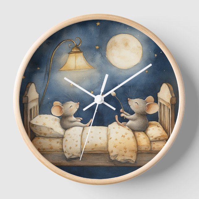 Bedtime Mice Wall Clock (Front)