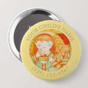 BEDTIME SNACK Child ID Button - Yellow