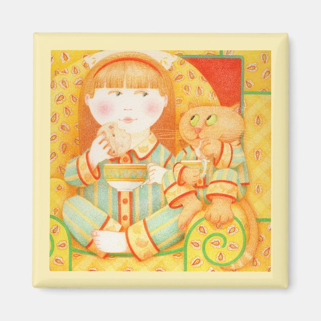 BEDTIME SNACK Square Magnet - Yellow (Front)