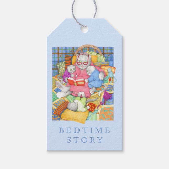 BEDTIME STORY Gift Tags - Blue (Front)