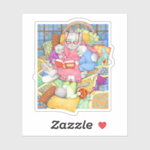 Bedtime Story Kitties 3 inch Vinyl Sticker