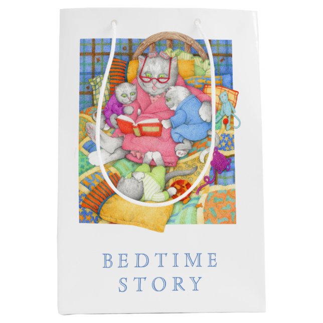 BEDTIME STORY Medium Gift Bag - White (Front)