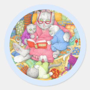 BEDTIME STORY Small Round Stickers - Blue