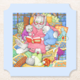 BEDTIME STORY Ticket Paper Coasters - Blue