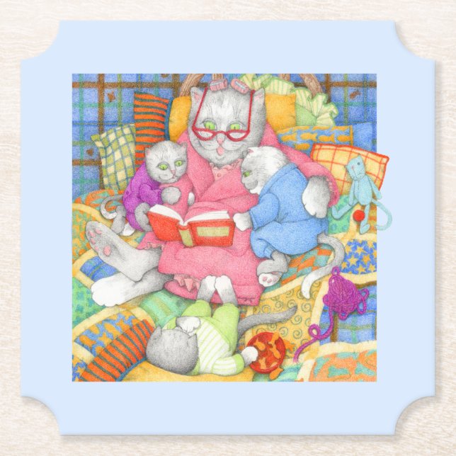 BEDTIME STORY Ticket Paper Coasters - Blue (Front)