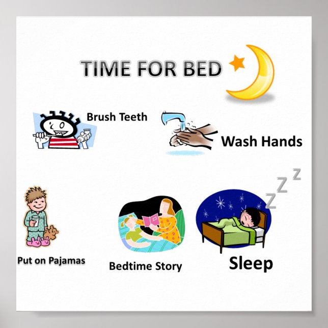 Bedtime Visual Picture schedule used by our loved Poster (Front)