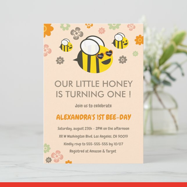 Bee 1st birthday invitations Our little honey Cute (Creator Uploaded)
