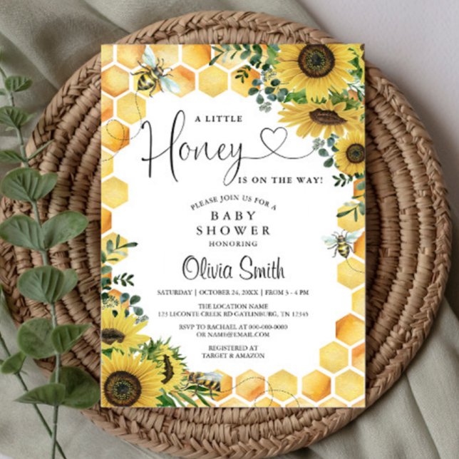 Bee A Little Honey Gender Neutral Baby Shower Invitation (Creator Uploaded)