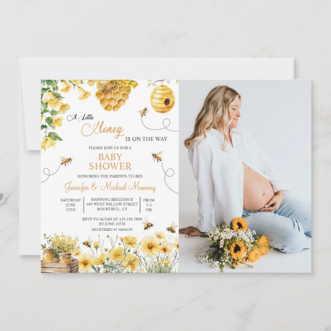 Bee A Little Honey is on the Way Baby Shower Invitation (Front)