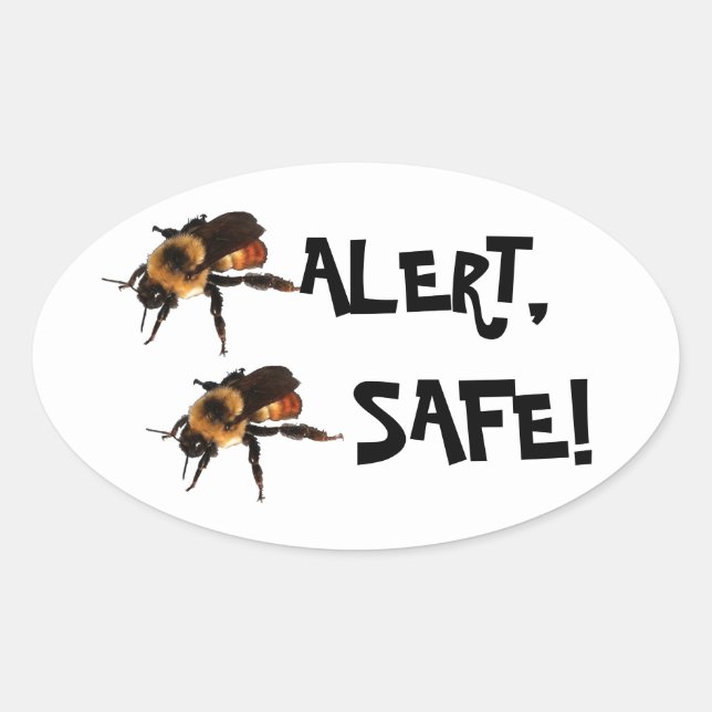 Bee Alert, Bee Safe! Honey Bees Oval Sticker (Front)