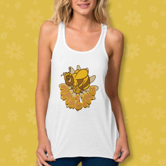 Bee Amazing - Cute Cartoon Bumble Bee & Daisy Singlet
