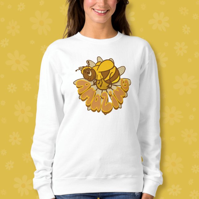 Bee Amazing - Cute Cartoon Bumble Bee & Daisy Sweatshirt (Creator Uploaded)