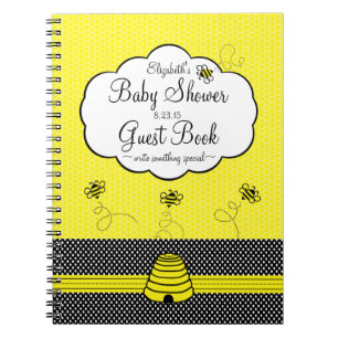 Bee and Bee Hive Baby Shower Guest Book- Spiral Notebook
