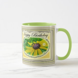 Bee and Black Eyed Susan Happy Birthday Mug