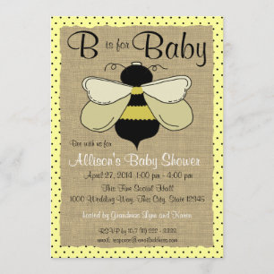 Bee and Burlap Baby Shower Invitation