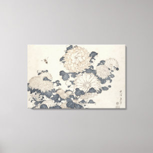 Bee and chrysanthemums canvas print