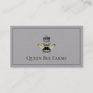 Bee And Crown Apiary Grey Business Card