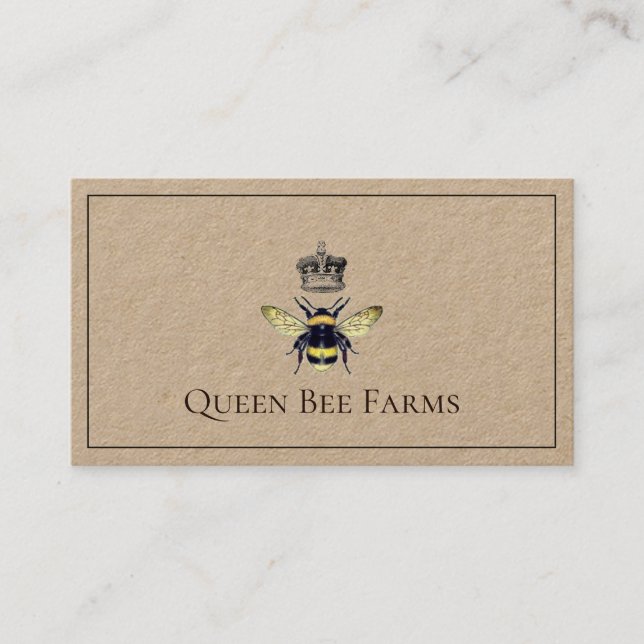 Bee And Crown Crown Or Apiary Kraft Business Card (Front)