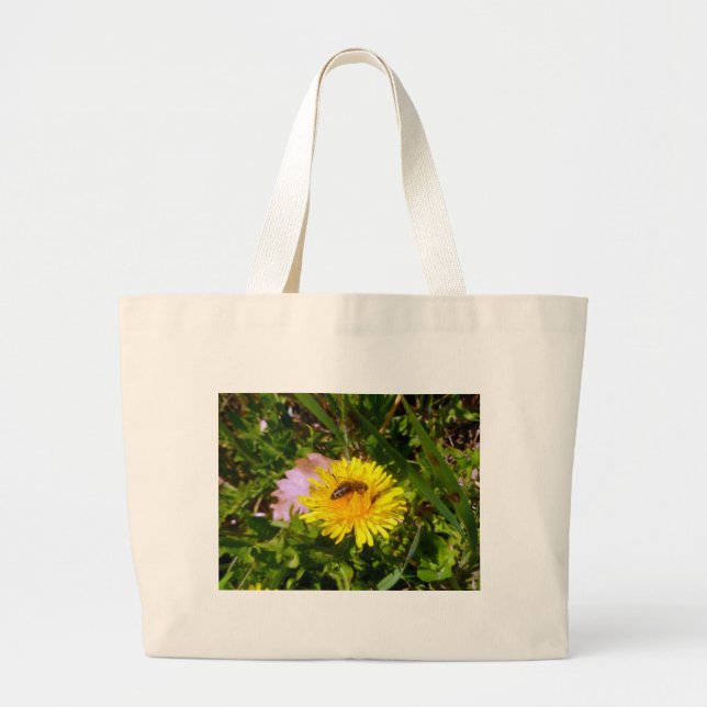 Bee and dandelion large tote bag (Front)