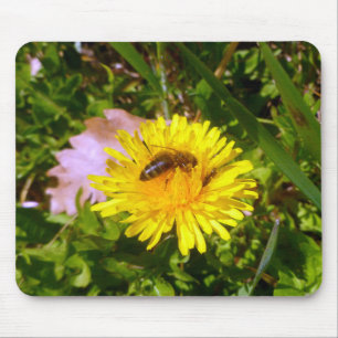 Bee and dandelion mouse pad