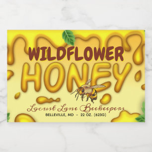 Bee and Dripping Honey Food Label