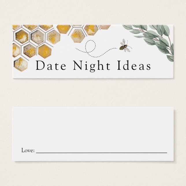 Bee and Eucalyptus Date Night Idea Card (Front & Back)