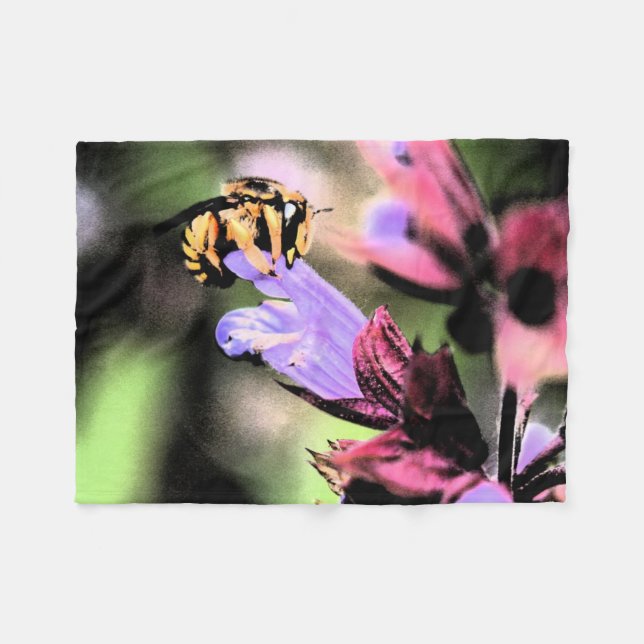 Bee and Flower fbcna Fleece Blanket (Front (Horizontal))