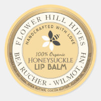 Bee and Flower Logo Beeswax Lip Balm Label