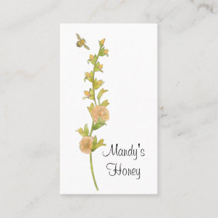 Bee and Flower Stem Honey Beekeeper Business Card