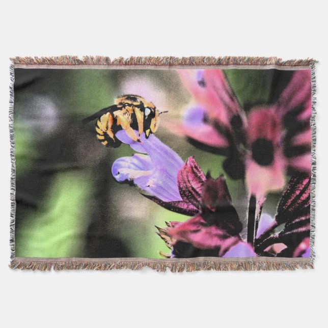 Bee and Flower tbcna Throw Blanket (Front)