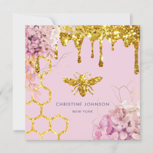 bee and flowers Business Card