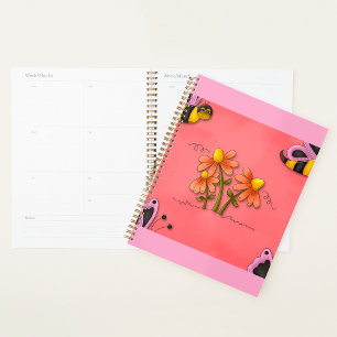 Bee And Flowers Spiral Planner