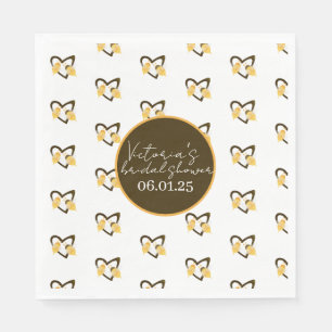 Bee and Heart Yellow Brown Bridal Shower  Napkin