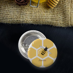 Bee and Honeycomb 3 Cm Round Badge