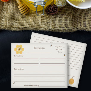 Bee and Honeycomb Bridal Shower Recipe Card